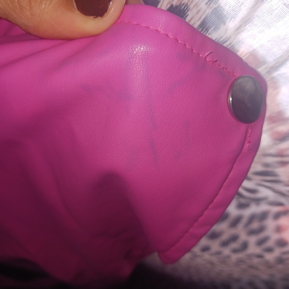 Women Pink Barbie style biker faux leather jacket - Picture 16 of 16